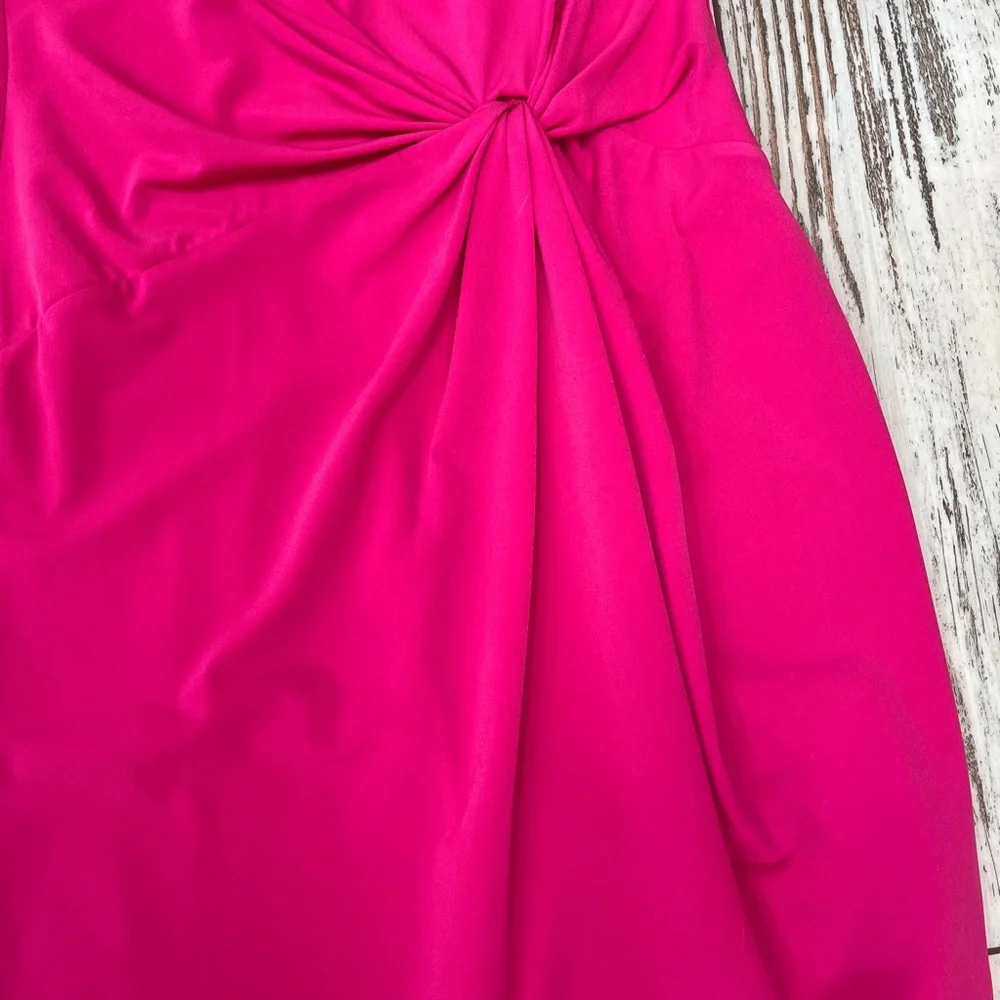 Michael Kors Fuchsia Pink Cowl Neck Knot Front Sheath Dress XS
